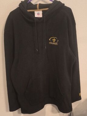 Official Saints NFL Black Pullover Hoodie with Embroidered Logo XL